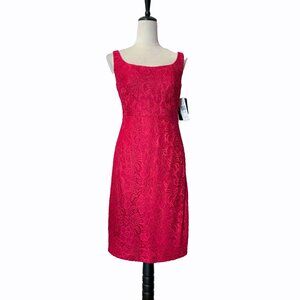 NWT Jax Evening Lace Sheath Midi Dress Sleeveless Red Size 6